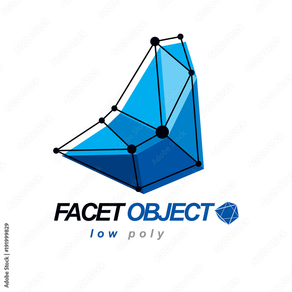 Aufkleber 3d origami abstract mesh object, vector abstract design element. innovation technologies abstract lo
