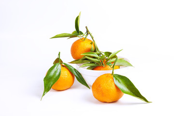 Orange mandarin or tangerine fruit isolated on white background. Life style from healthy tropical food