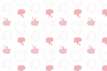 Seamless vector pattern with hearts. Apple logo heart for Valentine’s Day	
