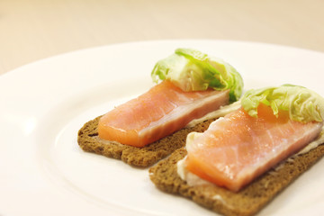 Light breakfast with salmon