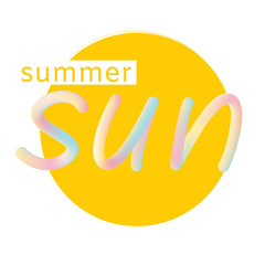Summer sun. lettering. The volume. Text. Yellow. Heat. Icon. Glad.