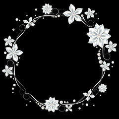 Pearl. Satin flowers. Decoration. Wedding. Invitation. White. Jewelry. Frame. Border.