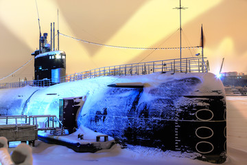 Snow-covered submarine