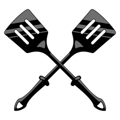 Two kitchen spatulas isolated on white background