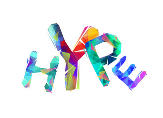 Word hype. Vector triangular letters.