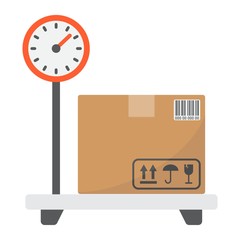 Box on storage scale flat icon, logistic and delivery, platform scale sign vector graphics, a colorful solid pattern on a white background, eps 10.