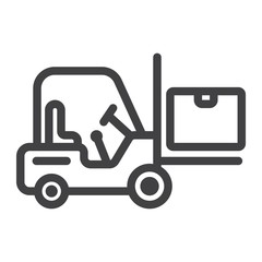 Forklift delivery truck line icon, logistic and delivery, cargo vehicle sign vector graphics, a linear pattern on a white background, eps 10.