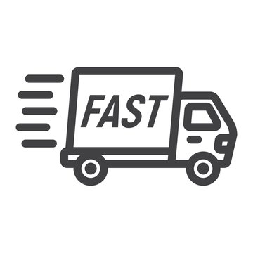 Fast shipping line icon, logistic and delivery truck, carton box sign vector graphics, a linear pattern on a white background, eps 10.
