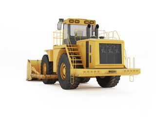 Big yellow bulldozer. 3D rendering