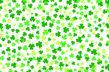 Clover leaf flat design green falling background pattern vector illustration