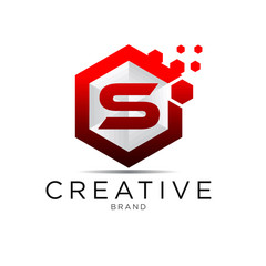 letter hexagonal pixel logo