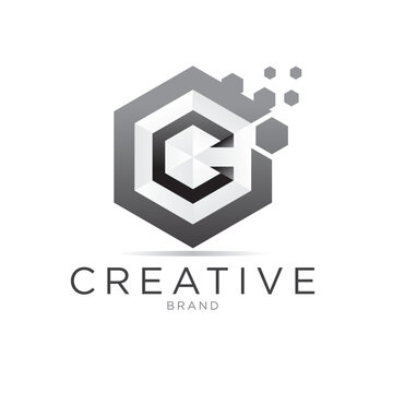 letter hexagonal pixel logo