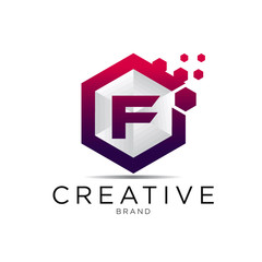 letter hexagonal pixel logo