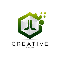 letter hexagonal pixel logo