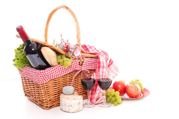 wicker basket with picnic
