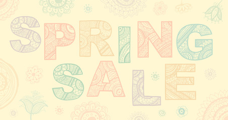 Spring sale lettering design. Vector illustration.