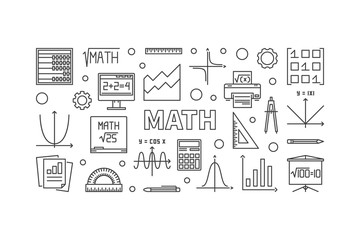Math vector horizontal banner or illustration 
