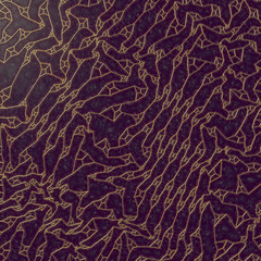 Gold abstract pattern on old scratched surface background. 3d rendering