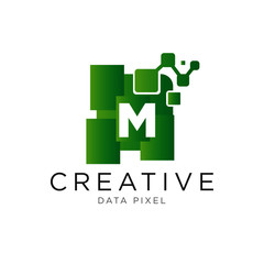 Fototapeta premium letter data pixel logo