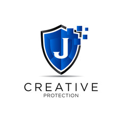 letter shield protection logo