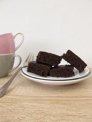 Selbst gebackene Schokoladen Brownies Kuchen
