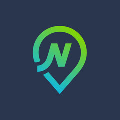 Letter N geotag logo icon design template elements