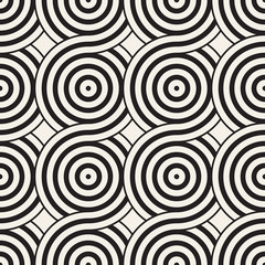 Vector seamless rounded lines texture. Modern geometric circular shape background. Monochrome repeating pattern.
