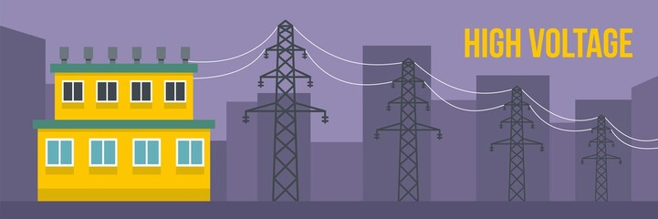 High voltage banner. Flat illustration of high voltage vector banner for web