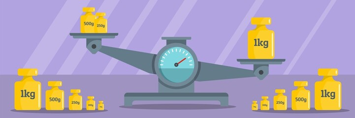 Calibration weight banner. Flat illustration of calibration weight vector banner for web