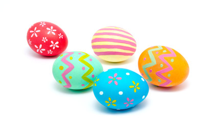 Perfect colorful handmade easter eggs isolated on a white