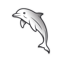 Dolphin patch emblem label. Vector vintage illustration.