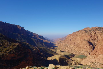Canyon of Dana Biosphere Nature Reserve landscape from Dana historical village, Jordan, Middle East
