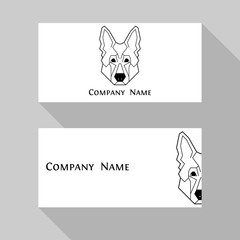 German Shepherd dog visit card in geometric modern style.
