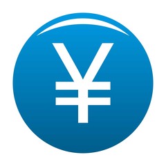 Yen symbol icon vector blue circle isolated on white background 