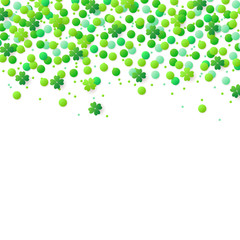 Background with green confetti and clover leaves