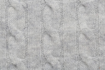 Grey kitted woolen fabric