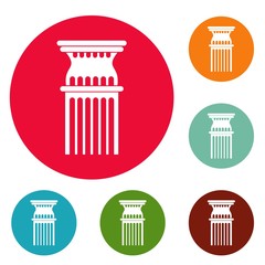 Column icons circle set vector isolated on white background