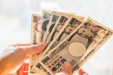 Japan money yen banknotes.