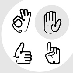 Signs of communication created by hands collected in the set