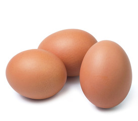 brown eggs isolated on white background.