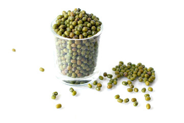 Mung bean in clear glass. selective focus image