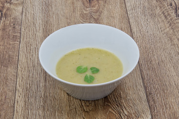Broccoli cream soup on a table