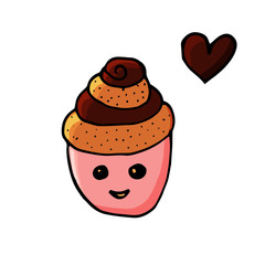 Cupcake in cute cartoon style