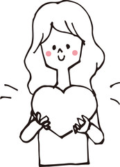 ハートを持つ女性