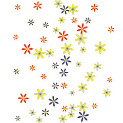 Fototapeta na wymiar Delicate Floral Pattern with Simple Small Flowers for Greeting Card or Poster. Naive Daisy Flowers in Primitive Style. Vector Background for Spring or Summer Design.