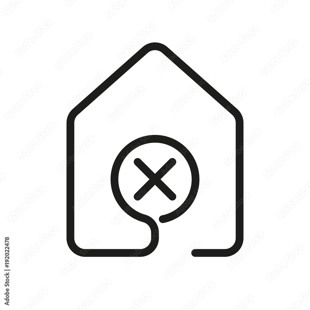 Poster house with wrong mark icon. line style