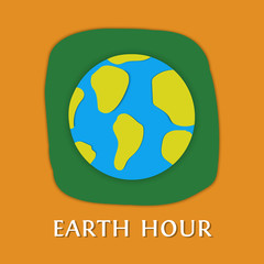 Earth hour card in paper cut style
