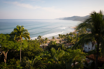 A landscape of a beach town in Mexico