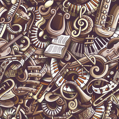 Cartoon cute doodles Classical music seamless pattern
