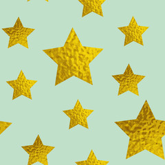 Golden glitter stars on a green background